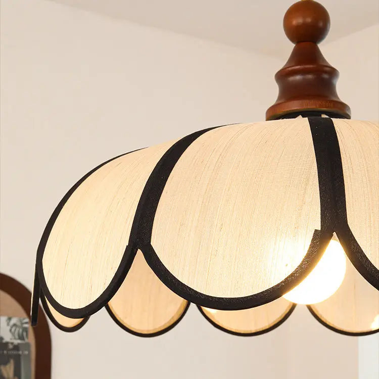 Traditional French Jute Iron Wood Floral 1-light Pendant Light for Living Room BulbSquare