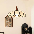 Traditional French Jute Iron Wood Floral 1-light Pendant Light for Living Room BulbSquare