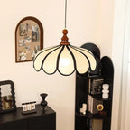 Traditional French Jute Iron Wood Floral 1-light Pendant Light for Living Room BulbSquare