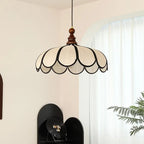Traditional French Jute Iron Wood Floral 1-light Pendant Light for Living Room BulbSquare