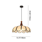 Traditional French Jute Iron Wood Floral 1-light Pendant Light for Living Room BulbSquare