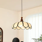 Traditional French Jute Iron Wood Floral 1-light Pendant Light for Living Room BulbSquare