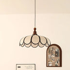 Traditional French Jute Iron Wood Floral 1-light Pendant Light for Living Room BulbSquare