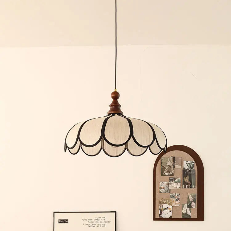 Traditional French Jute Iron Wood Floral 1-light Pendant Light for Living Room BulbSquare