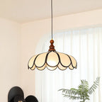 Traditional French Jute Iron Wood Floral 1-light Pendant Light for Living Room BulbSquare