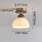 Contemporary Retro Walnut Wood Metal Glass Floral 1-light Semi-flush Mount Ceiling Light for Living Room