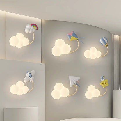 Contemporary Creative Iron & Plastic Cloud-Shaped LED Wall Sconce Lamp For Bedroom
