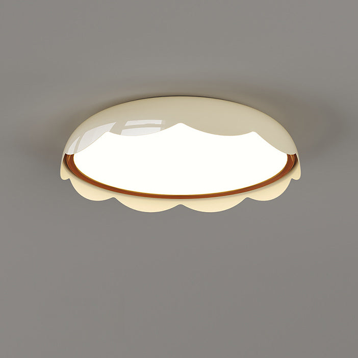 Modern Minimalist Iron & PE Wave Pattern LED Flush Mount Ceiling Light For Bedroom