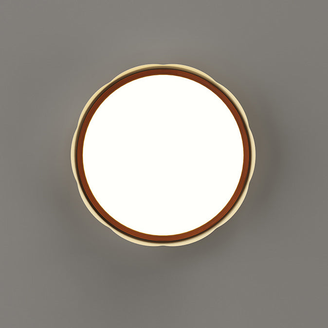 Modern Minimalist Iron & PE Wave Pattern LED Flush Mount Ceiling Light For Bedroom