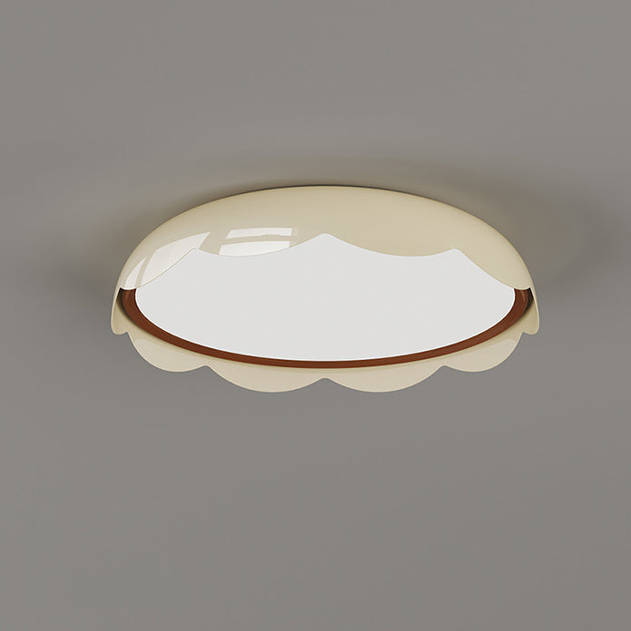 Modern Minimalist Iron & PE Wave Pattern LED Flush Mount Ceiling Light For Bedroom