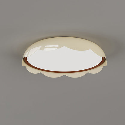 Modern Minimalist Iron & PE Wave Pattern LED Flush Mount Ceiling Light For Bedroom