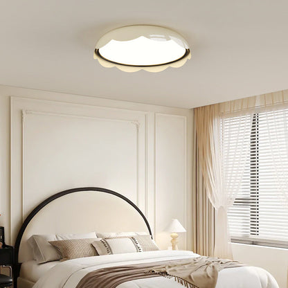 Modern Minimalist Iron & PE Wave Pattern LED Flush Mount Ceiling Light For Bedroom