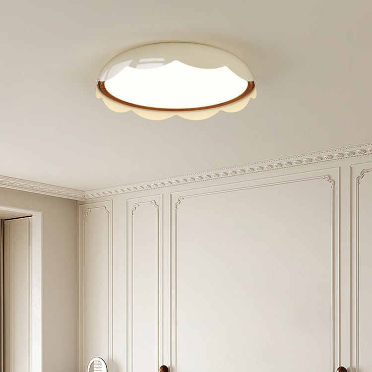 Modern Minimalist Iron & PE Wave Pattern LED Flush Mount Ceiling Light For Bedroom