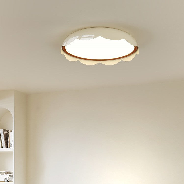 Modern Minimalist Iron & PE Wave Pattern LED Flush Mount Ceiling Light For Bedroom