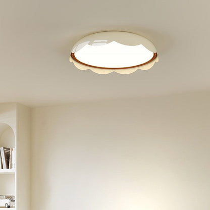 Modern Minimalist Iron & PE Wave Pattern LED Flush Mount Ceiling Light For Bedroom