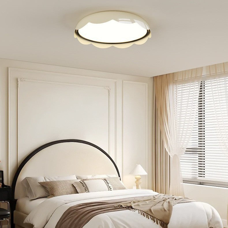 Modern Minimalist Iron & PE Wave Pattern LED Flush Mount Ceiling Light For Bedroom