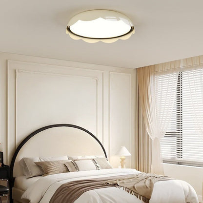 Modern Minimalist Iron & PE Wave Pattern LED Flush Mount Ceiling Light For Bedroom
