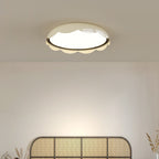 Modern Minimalist Iron & PE Wave Pattern LED Flush Mount Ceiling Light For Bedroom