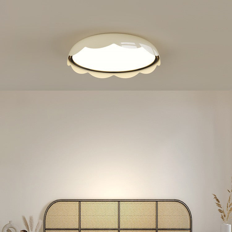 Modern Minimalist Iron & PE Wave Pattern LED Flush Mount Ceiling Light For Bedroom