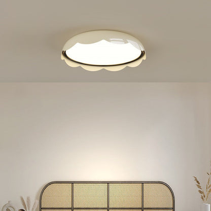 Modern Minimalist Iron & PE Wave Pattern LED Flush Mount Ceiling Light For Bedroom