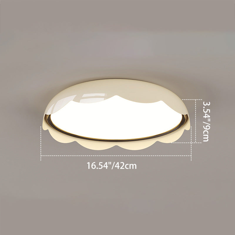 Modern Minimalist Iron & PE Wave Pattern LED Flush Mount Ceiling Light For Bedroom