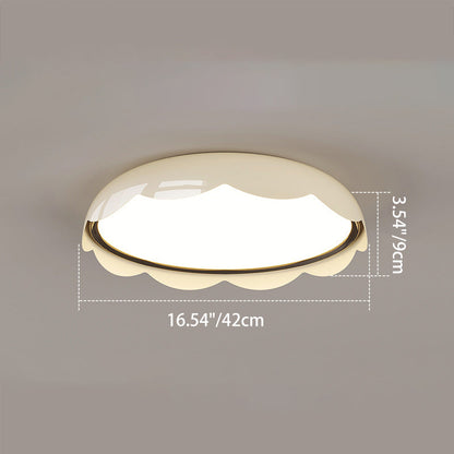 Modern Minimalist Iron & PE Wave Pattern LED Flush Mount Ceiling Light For Bedroom
