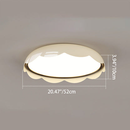Modern Minimalist Iron & PE Wave Pattern LED Flush Mount Ceiling Light For Bedroom
