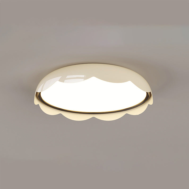 Modern Minimalist Iron & PE Wave Pattern LED Flush Mount Ceiling Light For Bedroom