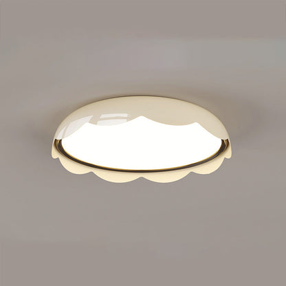 Modern Minimalist Iron & PE Wave Pattern LED Flush Mount Ceiling Light For Bedroom
