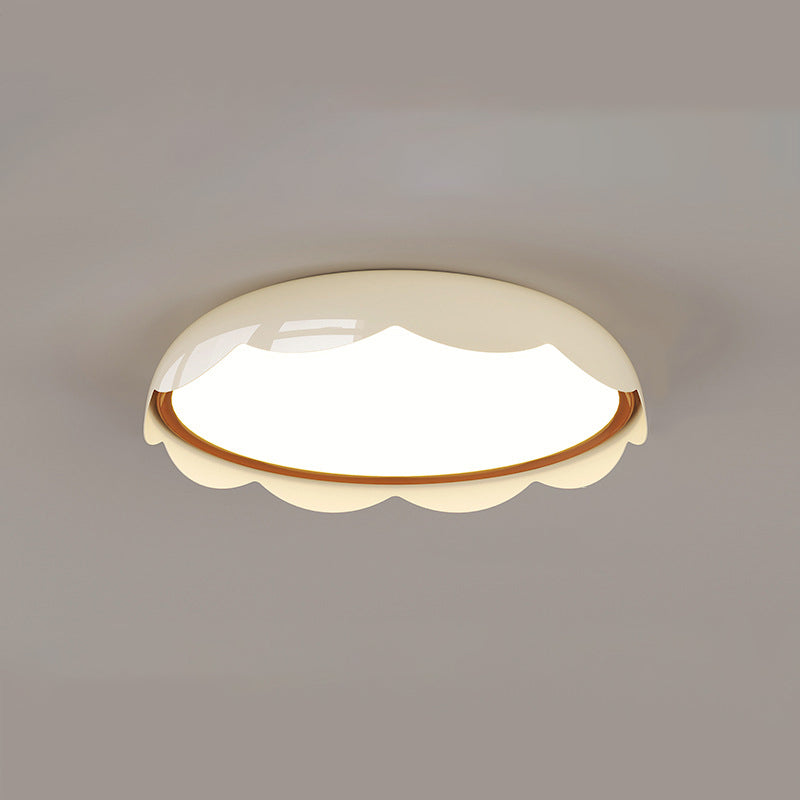 Modern Minimalist Iron & PE Wave Pattern LED Flush Mount Ceiling Light For Bedroom