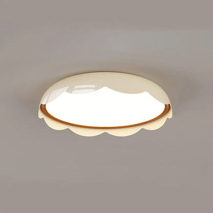 Modern Minimalist Iron & PE Wave Pattern LED Flush Mount Ceiling Light For Bedroom