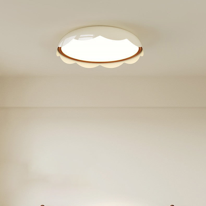 Modern Minimalist Iron & PE Wave Pattern LED Flush Mount Ceiling Light For Bedroom
