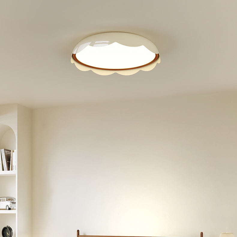 Modern Minimalist Iron & PE Wave Pattern LED Flush Mount Ceiling Light For Bedroom