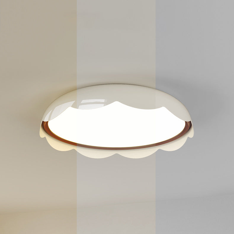 Modern Minimalist Iron & PE Wave Pattern LED Flush Mount Ceiling Light For Bedroom