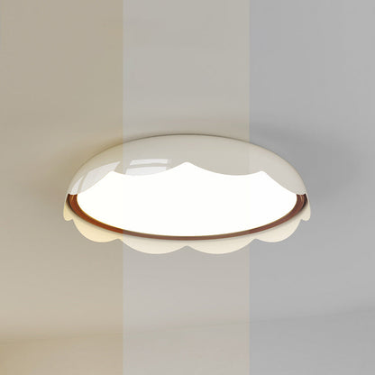 Modern Minimalist Iron & PE Wave Pattern LED Flush Mount Ceiling Light For Bedroom