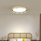 Modern Minimalist Iron & PE Wave Pattern LED Flush Mount Ceiling Light For Bedroom