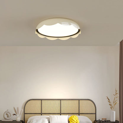 Modern Minimalist Iron & PE Wave Pattern LED Flush Mount Ceiling Light For Bedroom