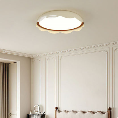 Modern Minimalist Iron & PE Wave Pattern LED Flush Mount Ceiling Light For Bedroom
