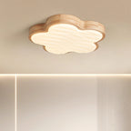 Contemporary Nordic Wood & Acrylic Floral LED Flush Mount Ceiling Light For Bedroom