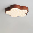 Contemporary Nordic Wood & Acrylic Floral LED Flush Mount Ceiling Light For Bedroom