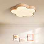 Contemporary Nordic Wood & Acrylic Floral LED Flush Mount Ceiling Light For Bedroom