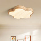 Contemporary Nordic Wood & Acrylic Floral LED Flush Mount Ceiling Light For Bedroom