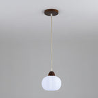 Contemporary Nordic Solid Wood & Acrylic Floral Stripe Round 1-Light Pendant Light For Living Room