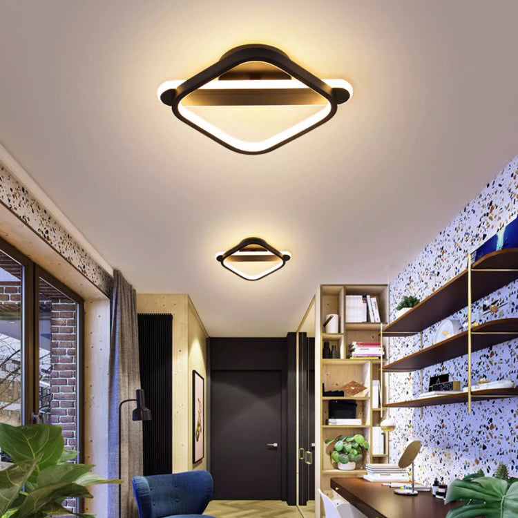 Modern Minimalist Iron Square or Round LED Flush Mount Ceiling Light for Bedroom