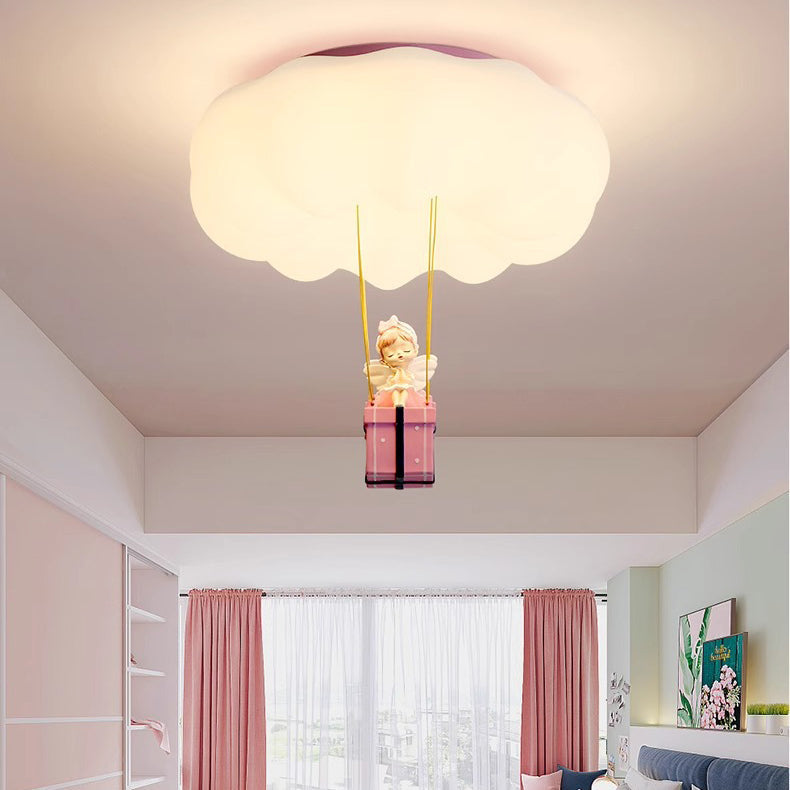 Lumendat Contemporary Creative Iron Acrylic Resin Cloud Shape LED Flush Mount Ceiling Light For Girl's Bedroom Lumendat