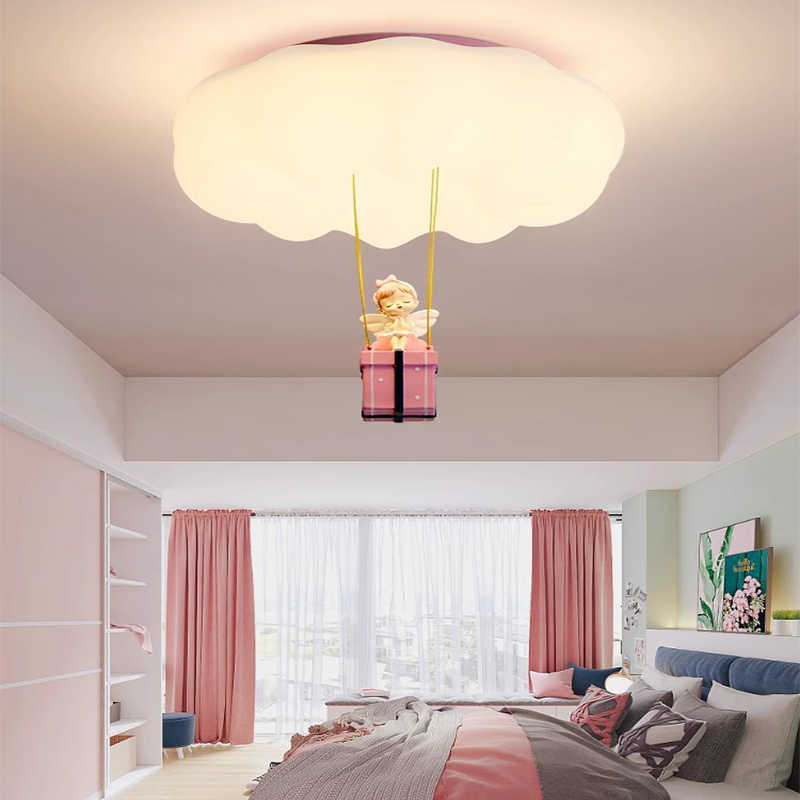 Lumendat Contemporary Creative Iron Acrylic Resin Cloud Shape LED Flush Mount Ceiling Light For Girl's Bedroom Lumendat
