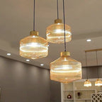 Contemporary Nordic Carbon Steel Textured Glass 1-Light Pendant Light For Living Room