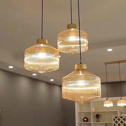 Contemporary Nordic Carbon Steel Textured Glass 1-Light Pendant Light For Living Room