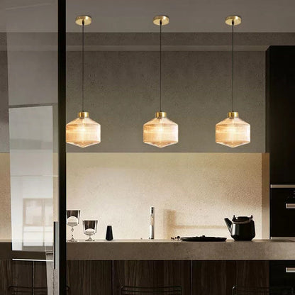 Contemporary Nordic Carbon Steel Textured Glass 1-Light Pendant Light For Living Room