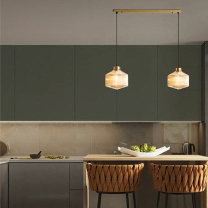 Contemporary Nordic Carbon Steel Textured Glass 1-Light Pendant Light For Living Room